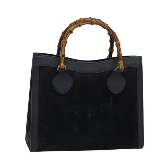 GUCCI Bamboo Hand Bag Suede Navy Gold 002 1186 002 1186 - Picture 1 of 16